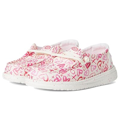 Hey Dude Kids Wendy Watercolor Hearts (Toddler) Girls Shoes Pink/White