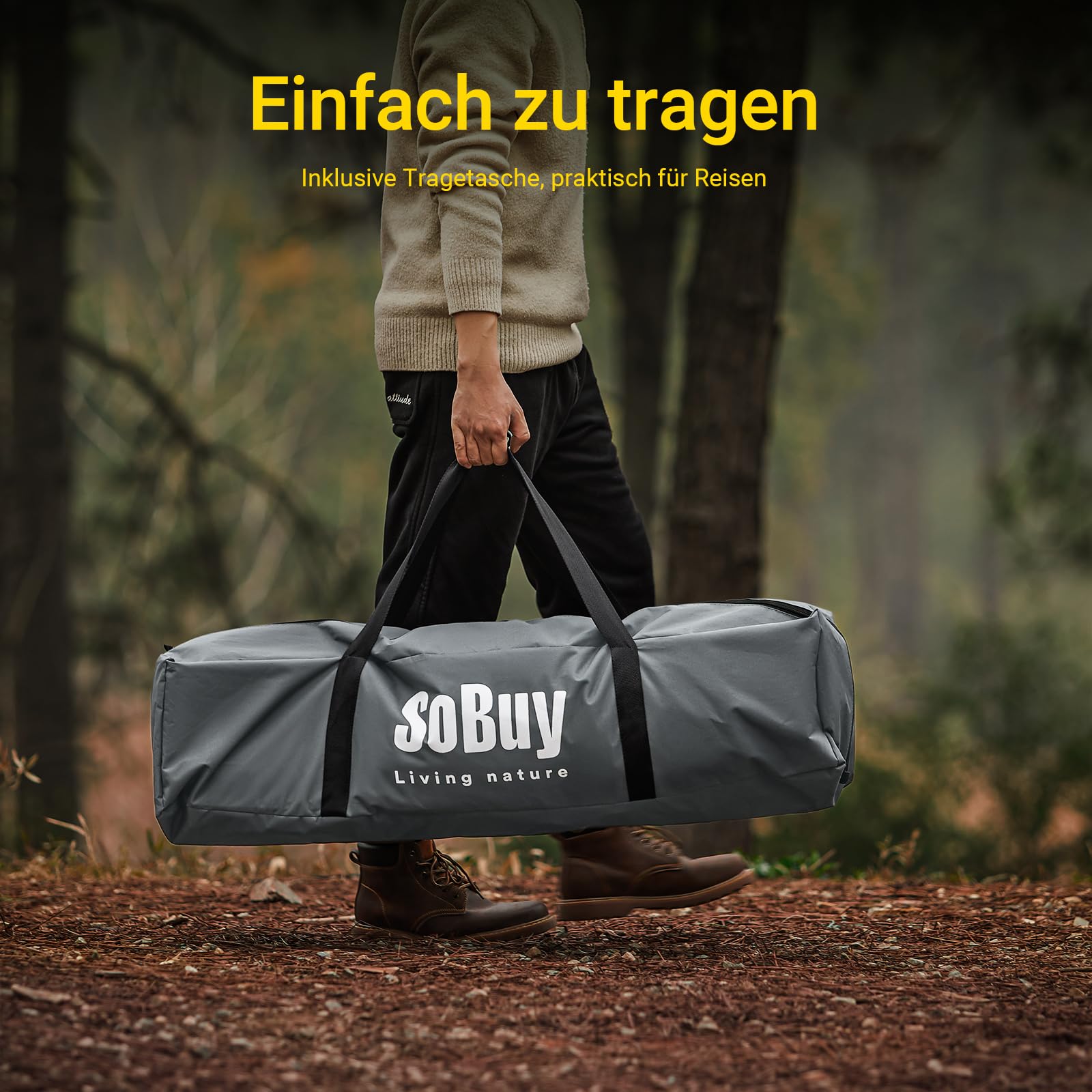 SoBuy Feldbett mit Zelt 2 Personen 4in1 Zelt auf Stelzen mit Rolltasche Wasserdichtes Campingbett Outdoor Campingliege Familienzelt ohne Matratze Angelzelt 193x188x145cm bis 180 kg OGS32-II-L-HG