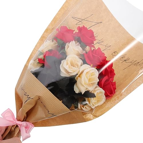 Vista 8 de ULTECHNOVO 20 bolsas de regalo para ramo de flores, bolsas de regalo de ramo de rosas, bolsas de regalo para boda, fiesta de cumpleaños, Caqui