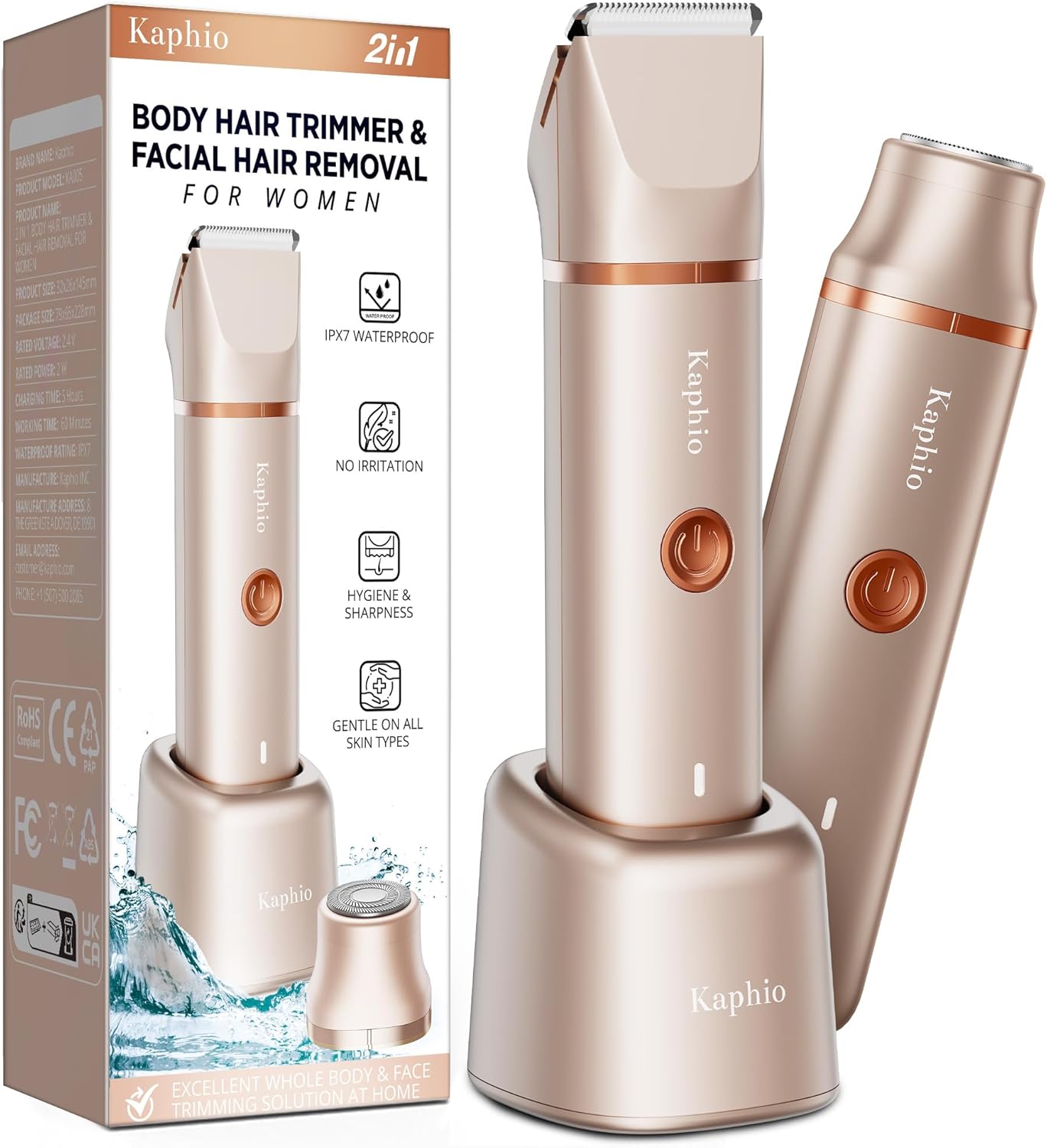Bikini Trimmer for Women Pubic Hair: 2 in 1 Electric Razors for Women - Rechargeable Electric Shaver - IPX7 Waterproof Lady Shaver for Travel & Shower Use in Summer