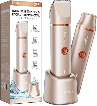 Bikini Trimmer for Women Pubic Hair 2 in 1 Electric Razors for Women - IPX7 Waterproof Lady Shaver for Travel & Home Use Gold
