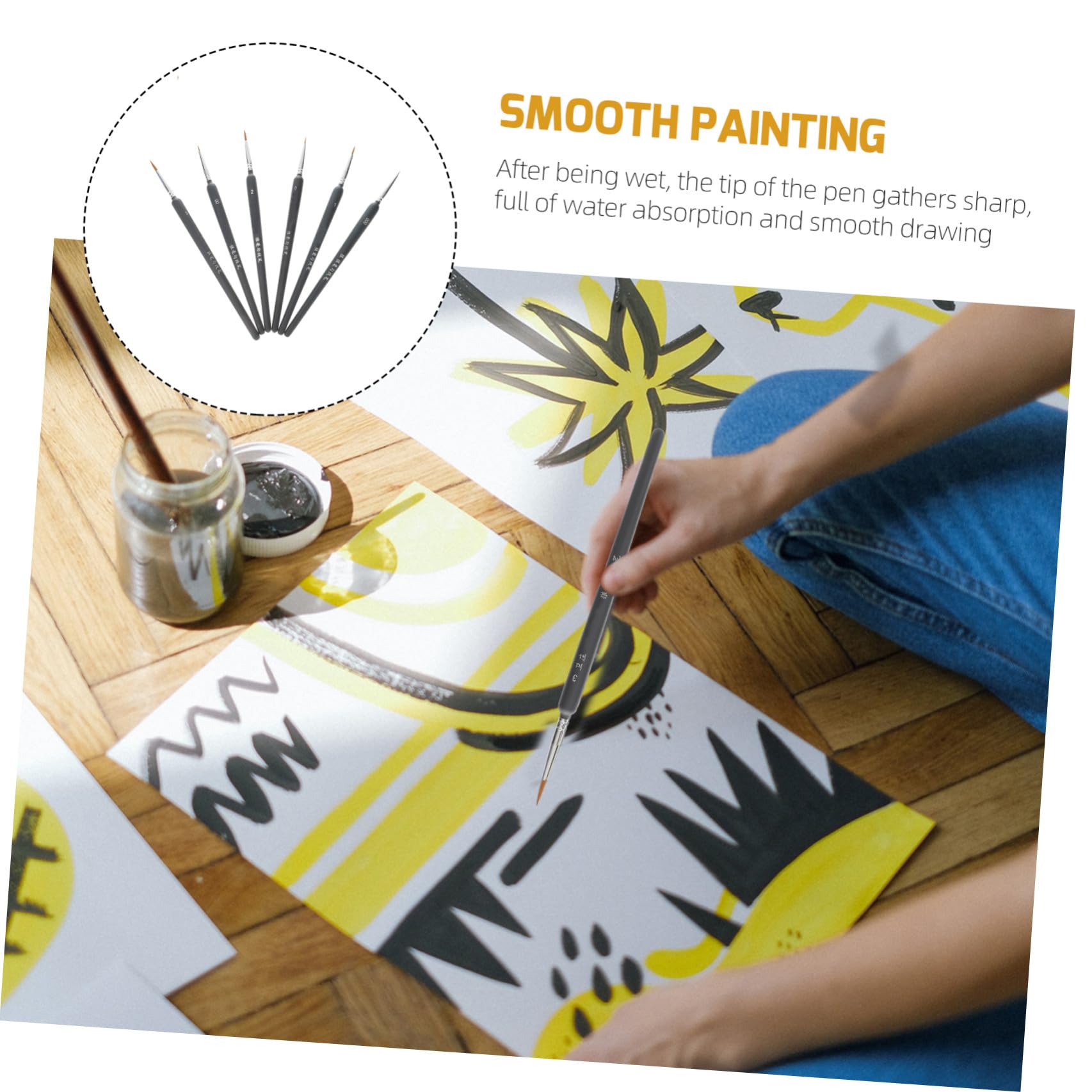 Gadpiparty Set de 6 Pinceles de Acuarela de Plástico Ligeros para Profesionales y Niños, Ideales para Pintura al Óleo y Dibujo Lineal en Detalle