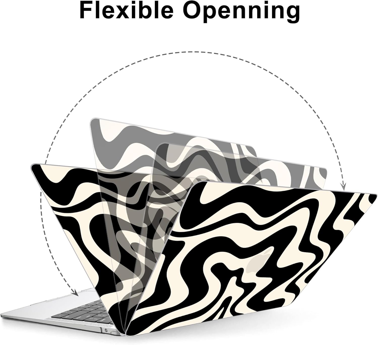 AKIT Compatible with MacBook Air 13 Inch Case M1 2022 2021 2020 2019 2018 A2337 A2179 A1932, Pattern Hard Shell Laptop Case+Screen Protector+Keyboard Cover for Mac Book Air 13.3 Inch, Black Wave - Image 5