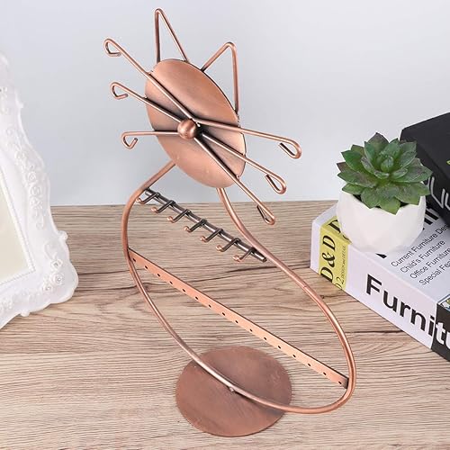 Vista 8 de Holibanna - Soporte para pendientes, diseño de gato, de hierro, creativo, para exhibir joyas, pendientes, collares, pulseras, colgadores