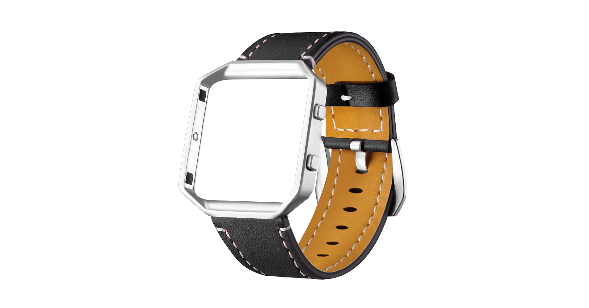 Dizywiee for Fitbit Blaze Leather Bands with Metal Frame, Classic Genuine Leather Wristband for Fitbit Blaze Replacement Fitness Strap Women Men