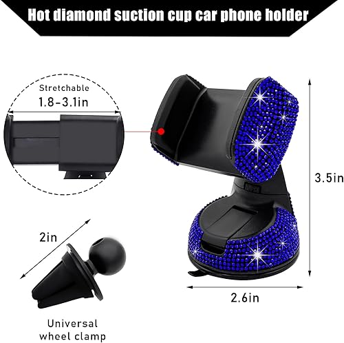 Miniatura 8 de Suvnie Bling - Soporte de teléfono para automóvil, 360 grados ajustable de cristal para salpicadero de automóvil, ventilación de aire, soporte