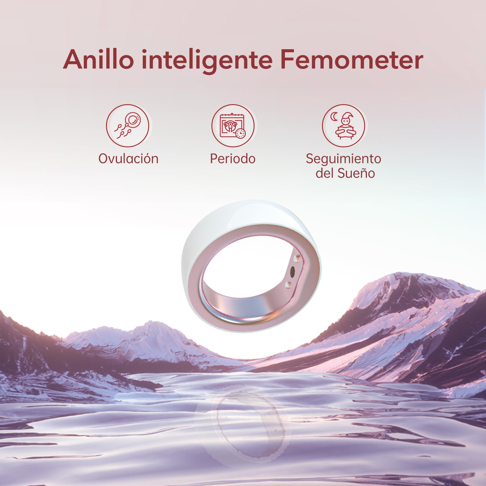 Femometer Anillo Inteligente para Seguimiento de Fertilidad y Ovulación, Sensor de Temperatura con Sincronización Automática (Talla 8)