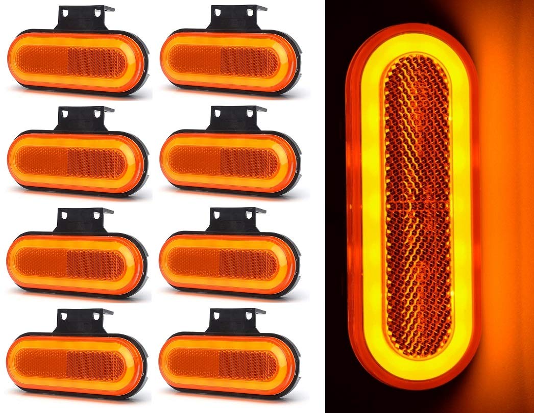 8x 12/24 V LED ovale lato contorno posizione luci con staffe camion telaio rimorchio autobus van caravan camper