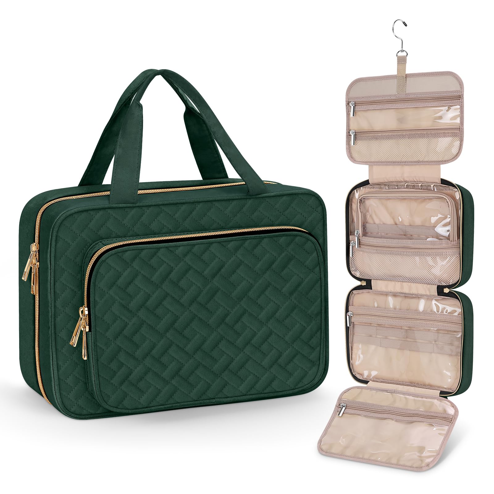 Wedama Toiletry Bag for Women, Medium Cosmetic Travel Bag, Hanging Toiletry Bag for Bathroom, Thickened PVC Waterproof Makeup Bag, Toiletries Bag for