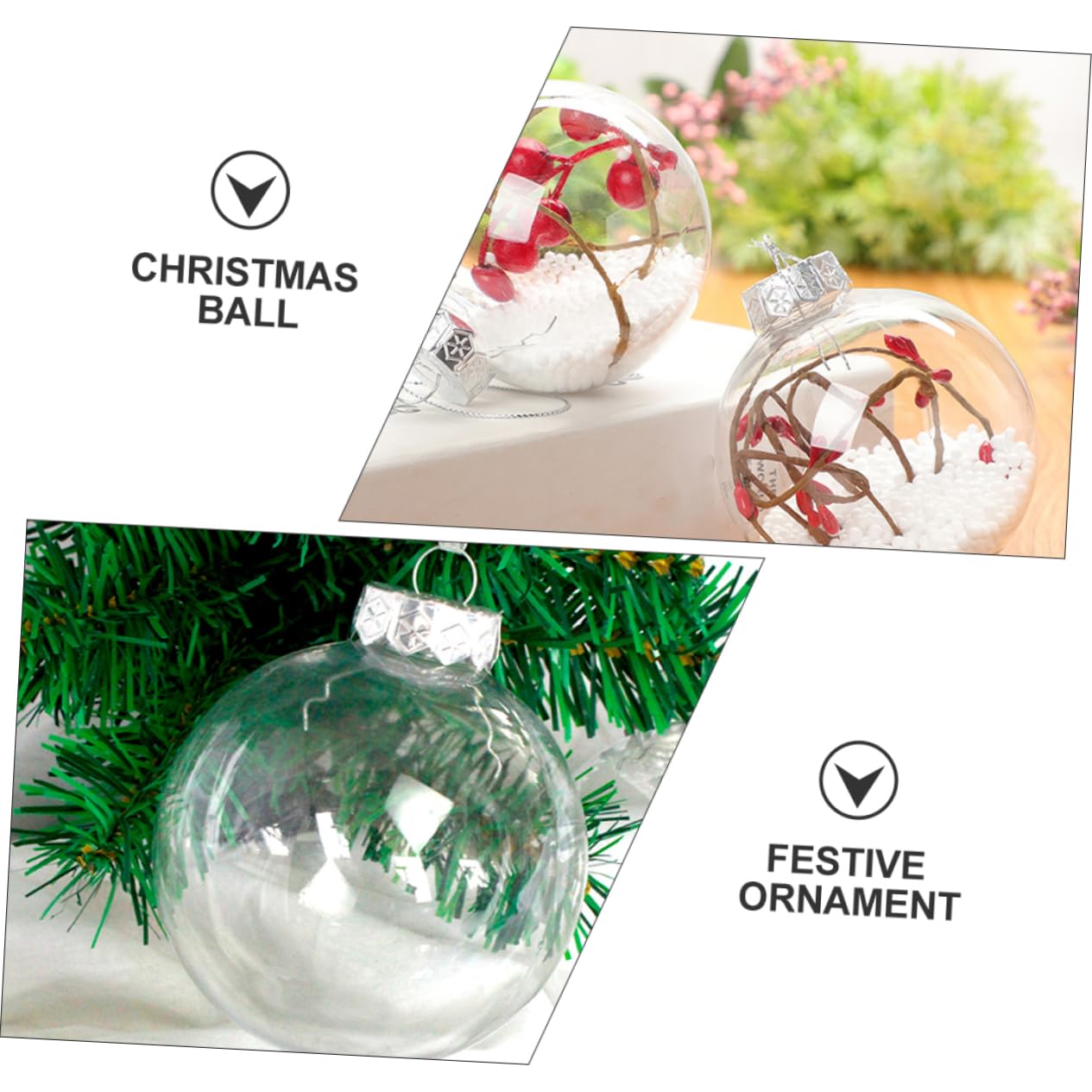 Cabilock 20piezas Bola Colgante Decorativa Transparente de Navidad de Adorno para Árbol de Navidad Decoración Colgante para Fiestas de Invierno