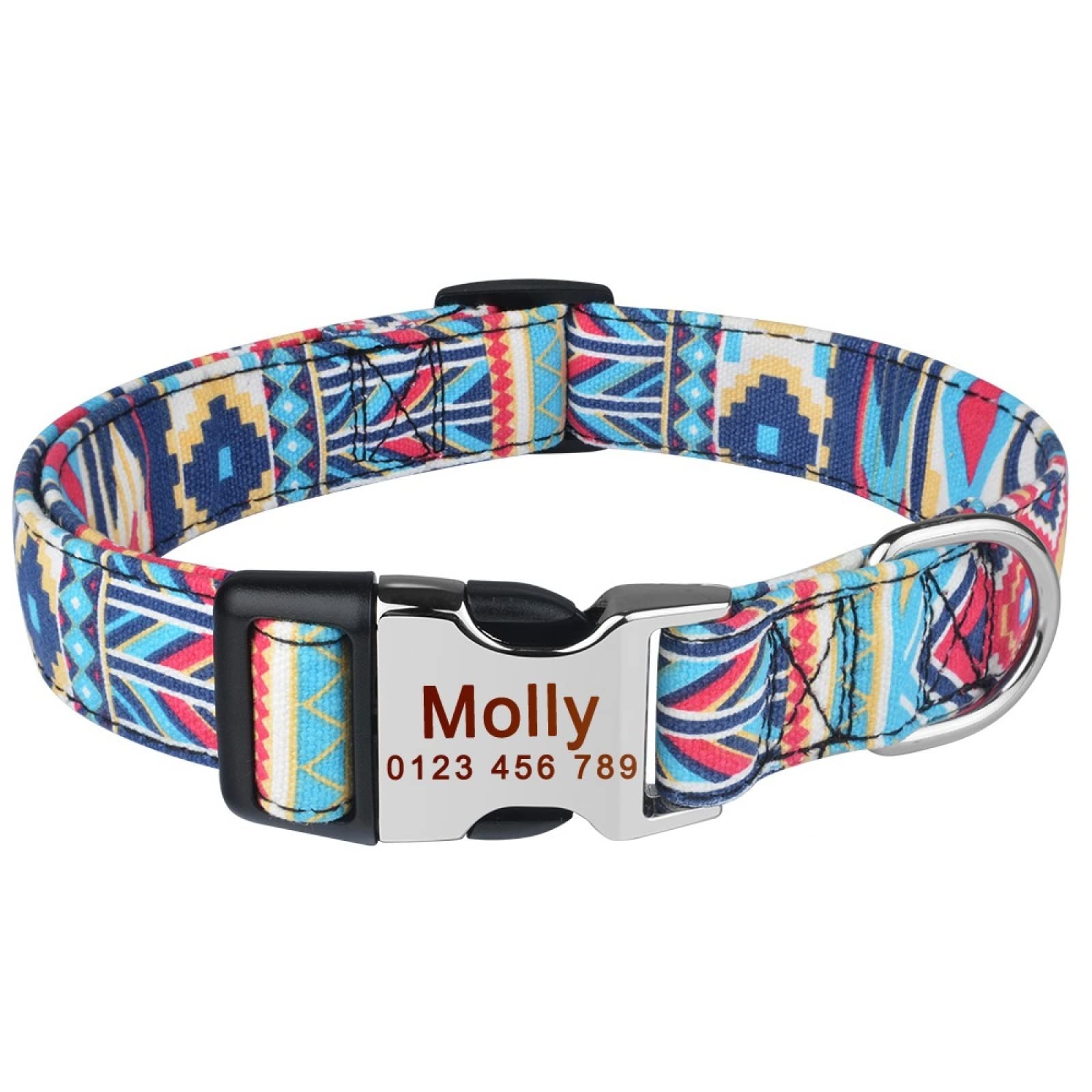 Personalised Dog Collars with Name,Personalized Dog Collar Free Engraved Small Medium Name Puppy Polyester Collars,E,M 30-47cm