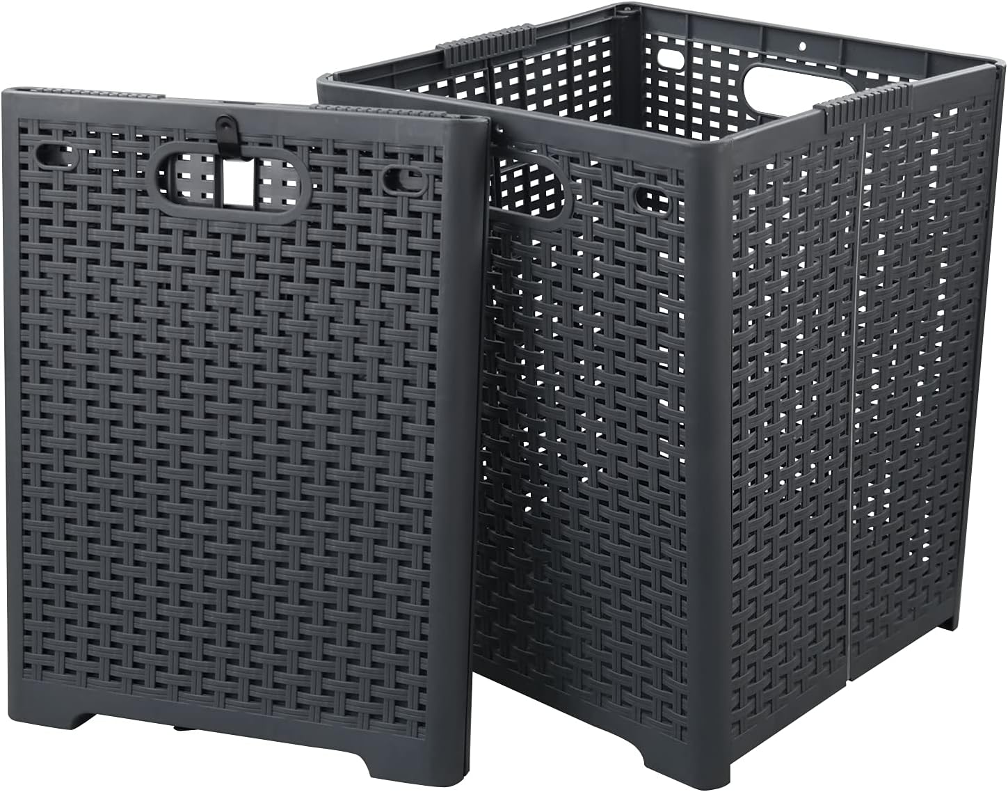 45L Plastic Collapsible Storage Laundry Baskets, Foldable Laundry Hampers, 2 Packs Gray