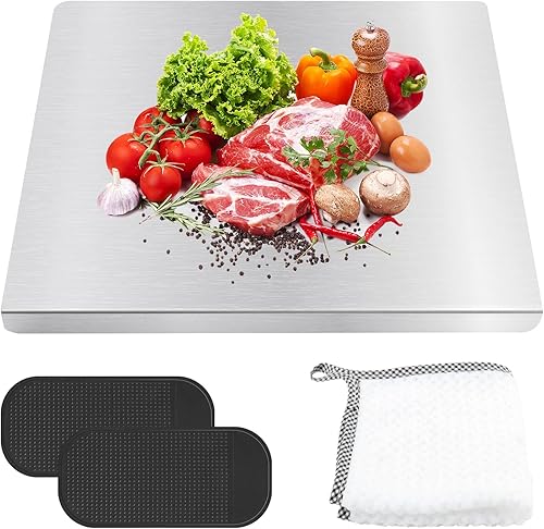 Miniatura 7 de Tablas de cortar para cocina, tablas de cortar de acero inoxidable con labio, tabla de cortar de metal resistente sobre fregadero con alfombrilla