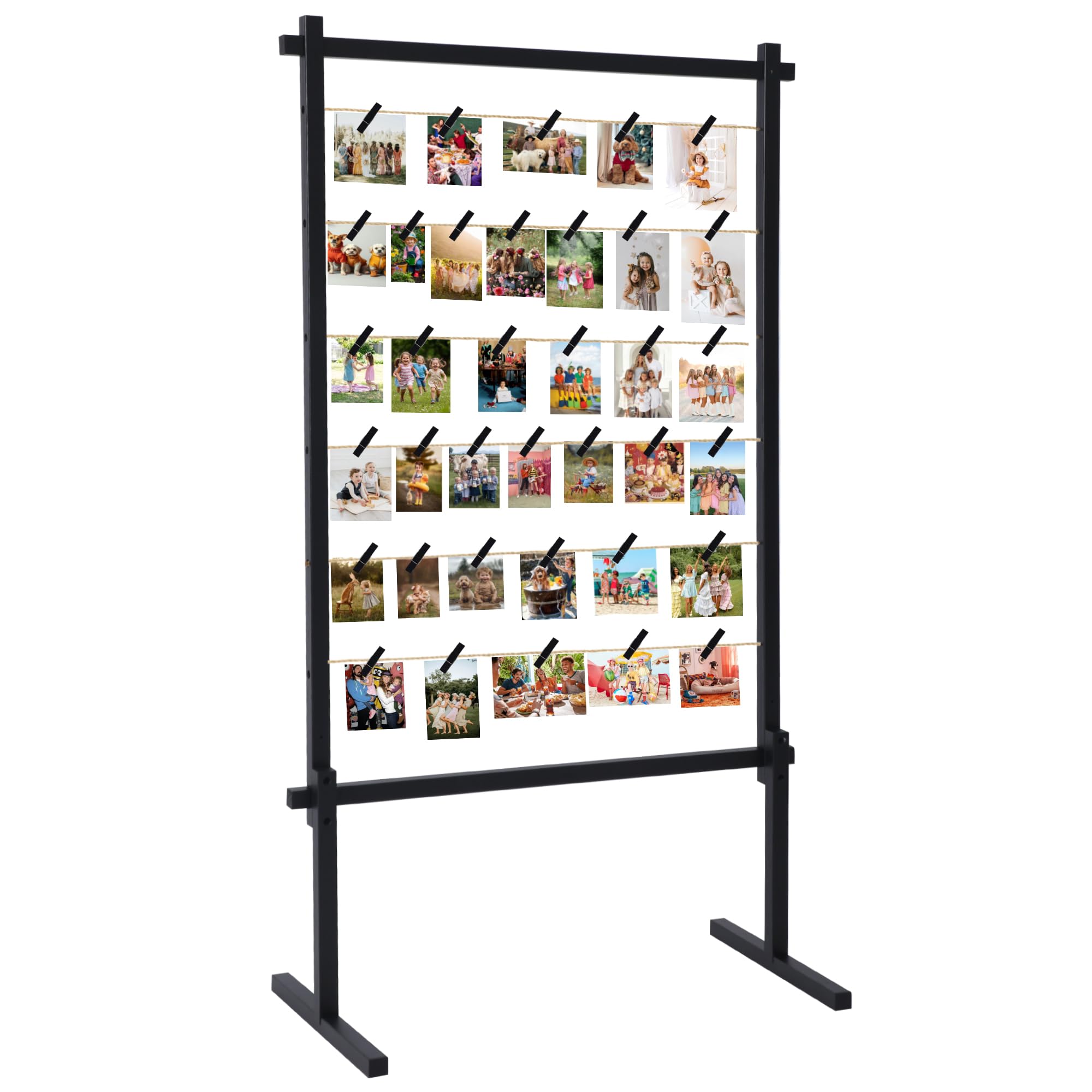 Cadre photo noir en bois avec clips 135 cm pour cartes