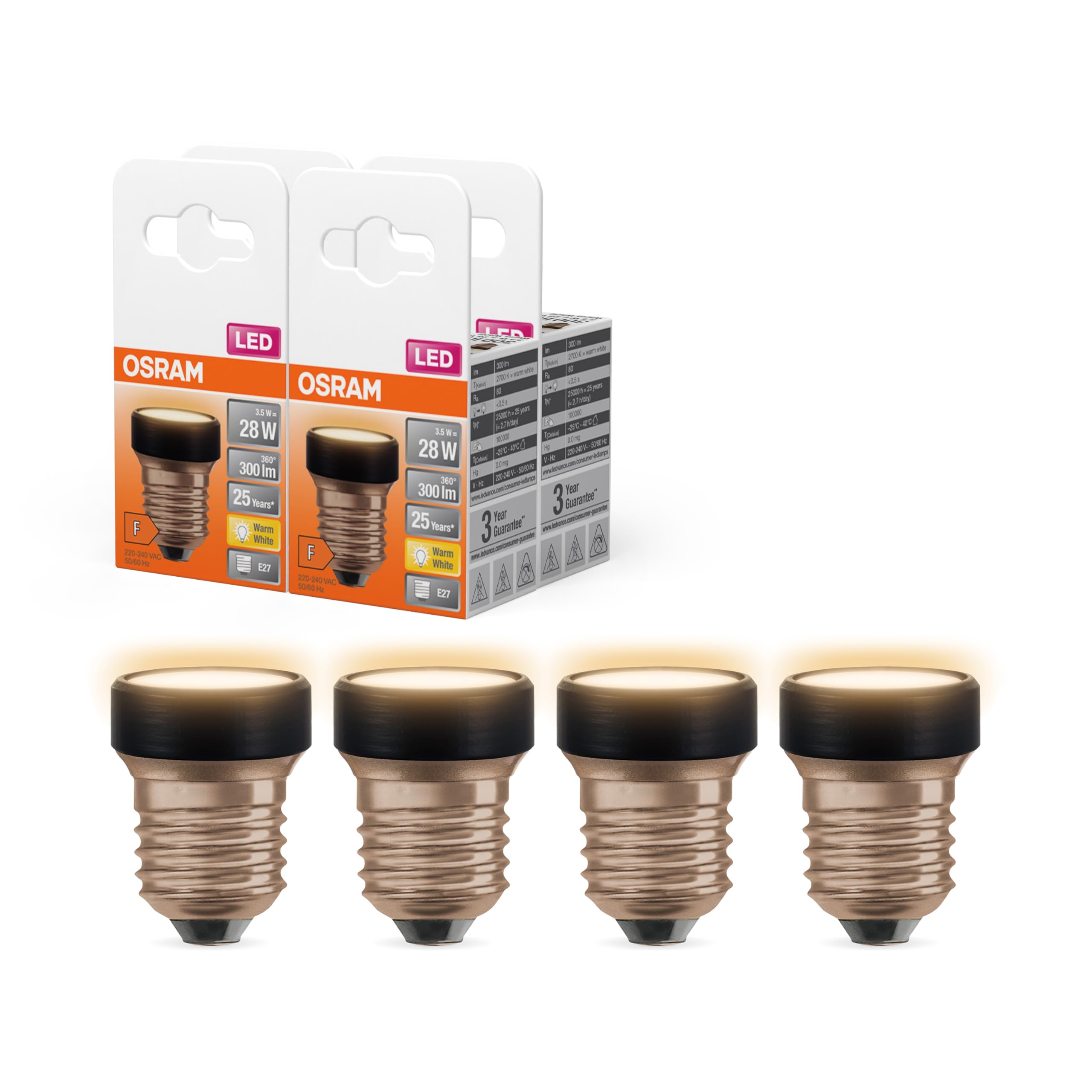 Bombillas LED OSRAM Star Flat de 3,5W y 300 lm con luz blanca cálida, pack de 6