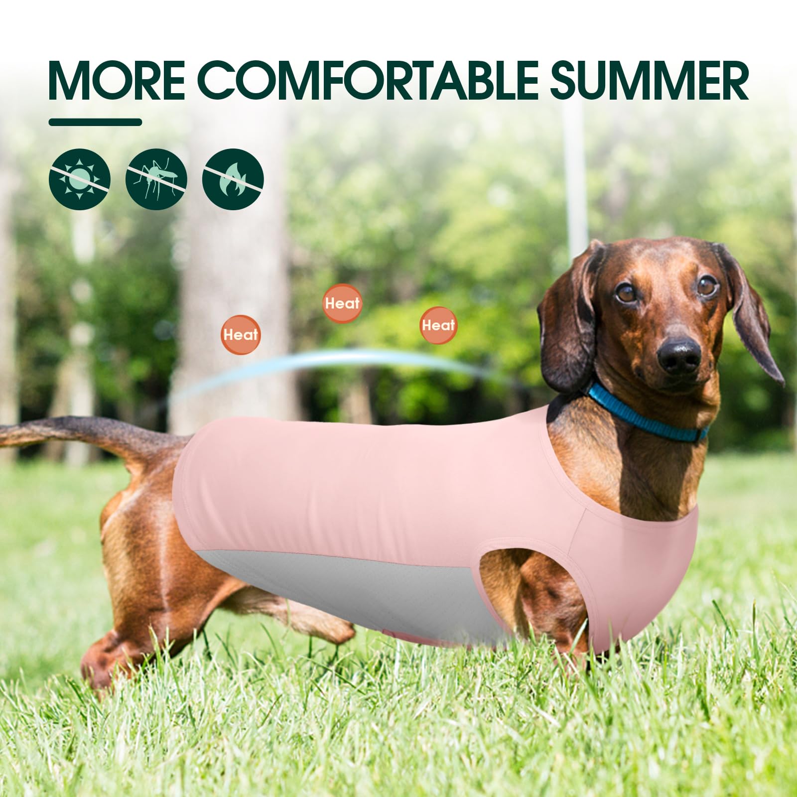 Kuoser Dog Cooling Vest Breathable Mesh Sun Protection Shirt for Summer Lightweight Elastic Pet Puppy Tshirt for Medium Dogs Clothes Pink - Image 4