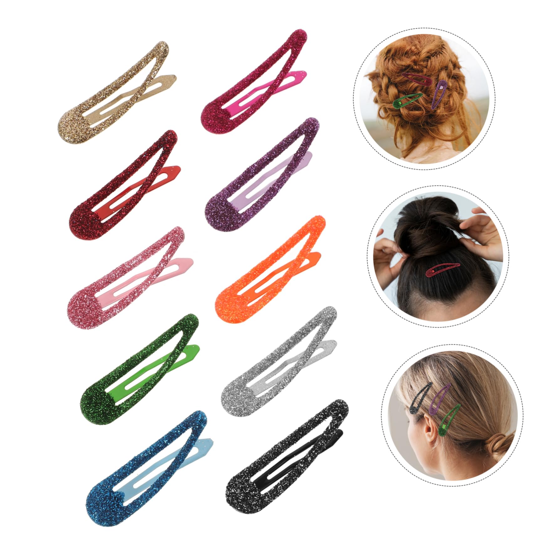 Barrettes à Cheveux à Pression Goutte, Métal Glitter, Lot 50 Pièces