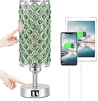Vista 17 de Lámpara de mesa de cristal, lámpara dorada para dormitorio con puertos de carga USB-C y USB-A, luz regulable de 3 vías con pantalla de cristal