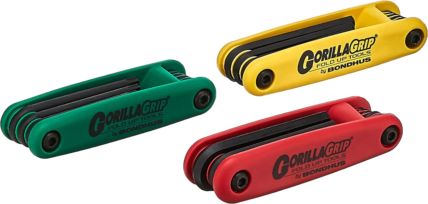 Bondhus 12533 GorillaGrip Hex and Star Fold-up Triple Pack, 12587 (2-8mm), 12589 (5/64-1/4-Inch) & 12634 (T9-T40)