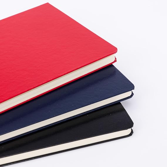 evelay Premium A5 Lined Notebooks Pack of 3 - Hardback Ruled Notes Journals with Elastic Closure - With 240 Pages Each for School Work Office Use