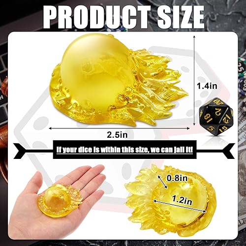 Miniatura 8 de Dice Cárcel - Cubo gelatinoso para dados de resina de prisión, jaula de dados translúcida para almacenamiento de dados, soporte de dados, accesorio