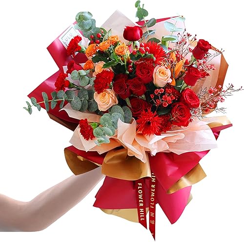 Miniatura 4 de CCINEE 20 hojas de papel de regalo de flores de doble cara, impermeable, material de embalaje de flores frescas, suministros de ramo de floristería,