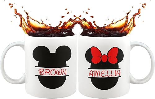 Tazas personalizadas para parejas con nombres para mujeres, compromiso, boda, pareja para él y sus tazas personalizadas (taza regular)