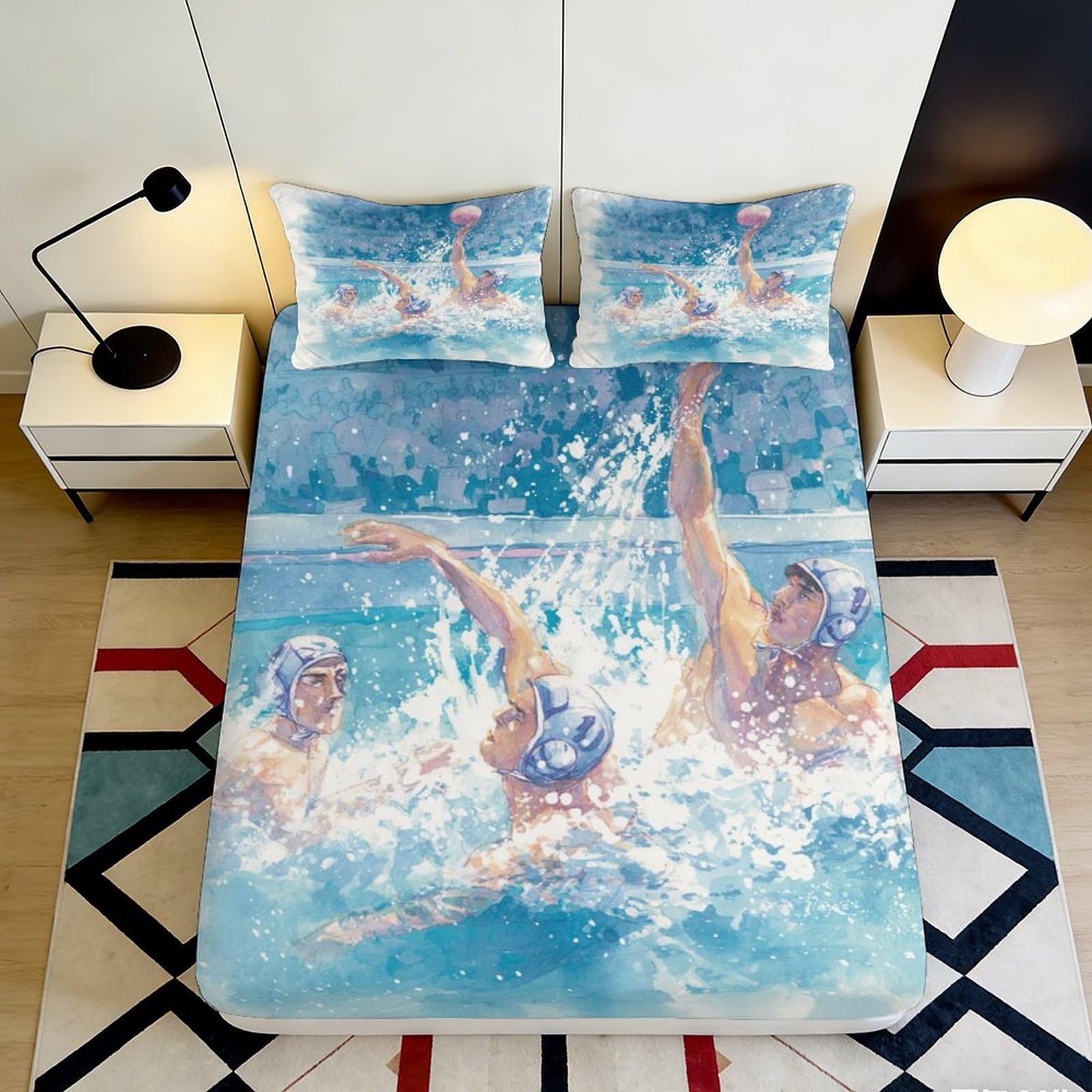 3D Printed Wolf Pattern Fitted Sheet Microfiber Deep Pocket Non-Slip Wolf Mattress Fitted Cover Washable 90x200x25cm