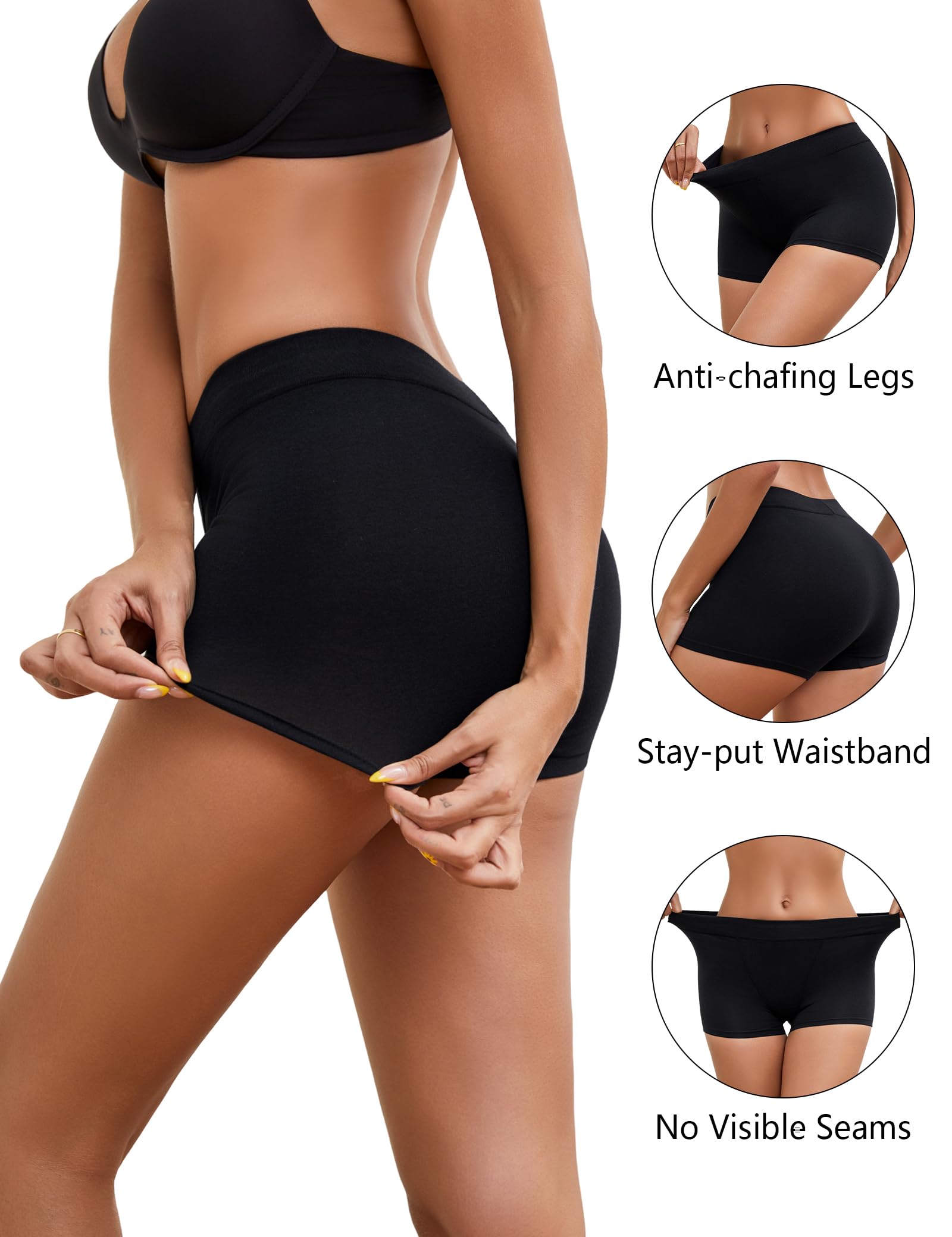 Bragas Mujer Algodón Pantalónes Cortos Elásticas Culotte Braguitas Boxer Mujer Algodon Cómodas Shorts Pack