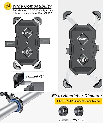 Miniatura 3 de iMESTOU Soporte de teléfono para motocicleta, cargador inalámbrico y soporte de teléfono de carga rápida USB 3.0 2 en 1, se adapta a manillar de