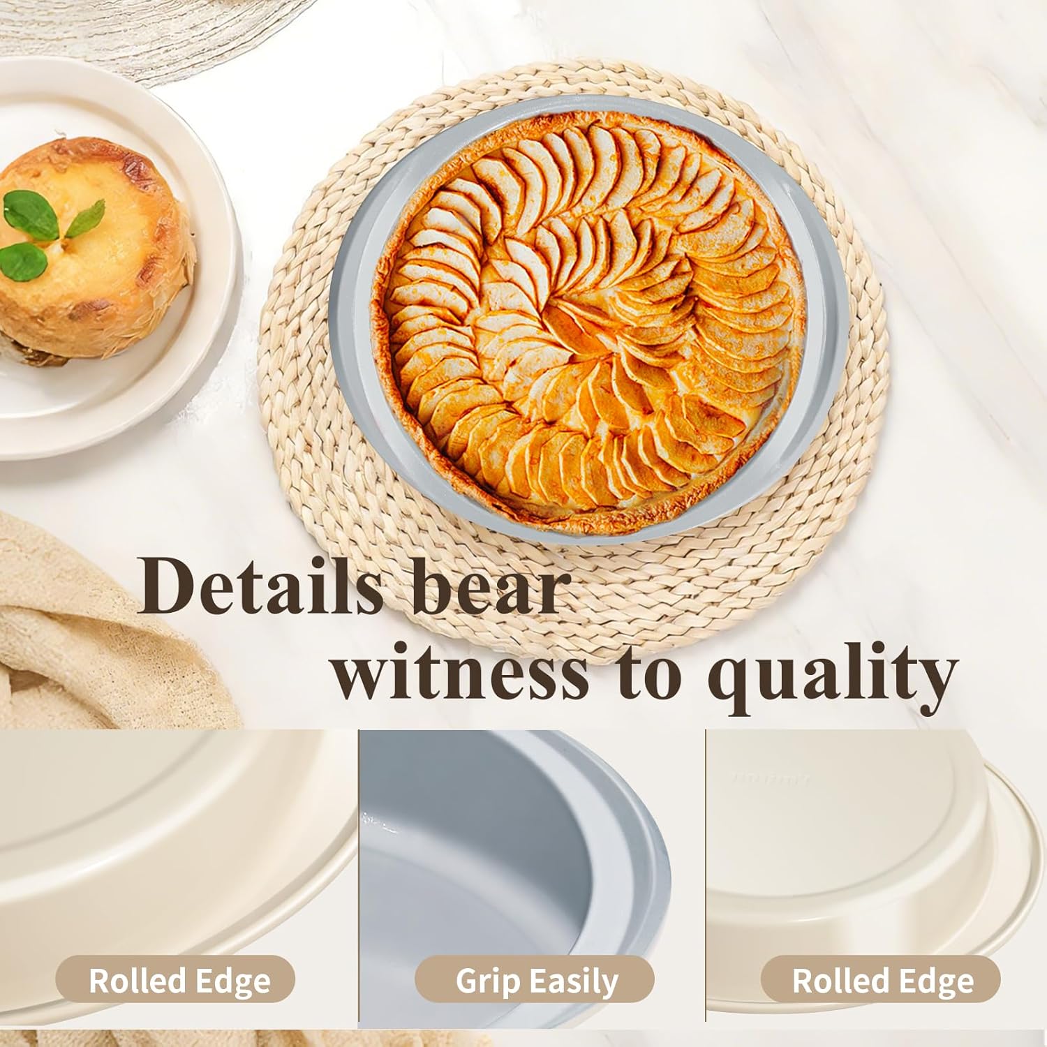 Nonstick 9 Inch Round Cake Pan With Handle, Ceramic Coating Chemicals Free, Aluminized Steel, PFOA & PFAS Free, Even Heating for Perfect Cakes - Oven & Dishwasher Safe (Pistachio Green)