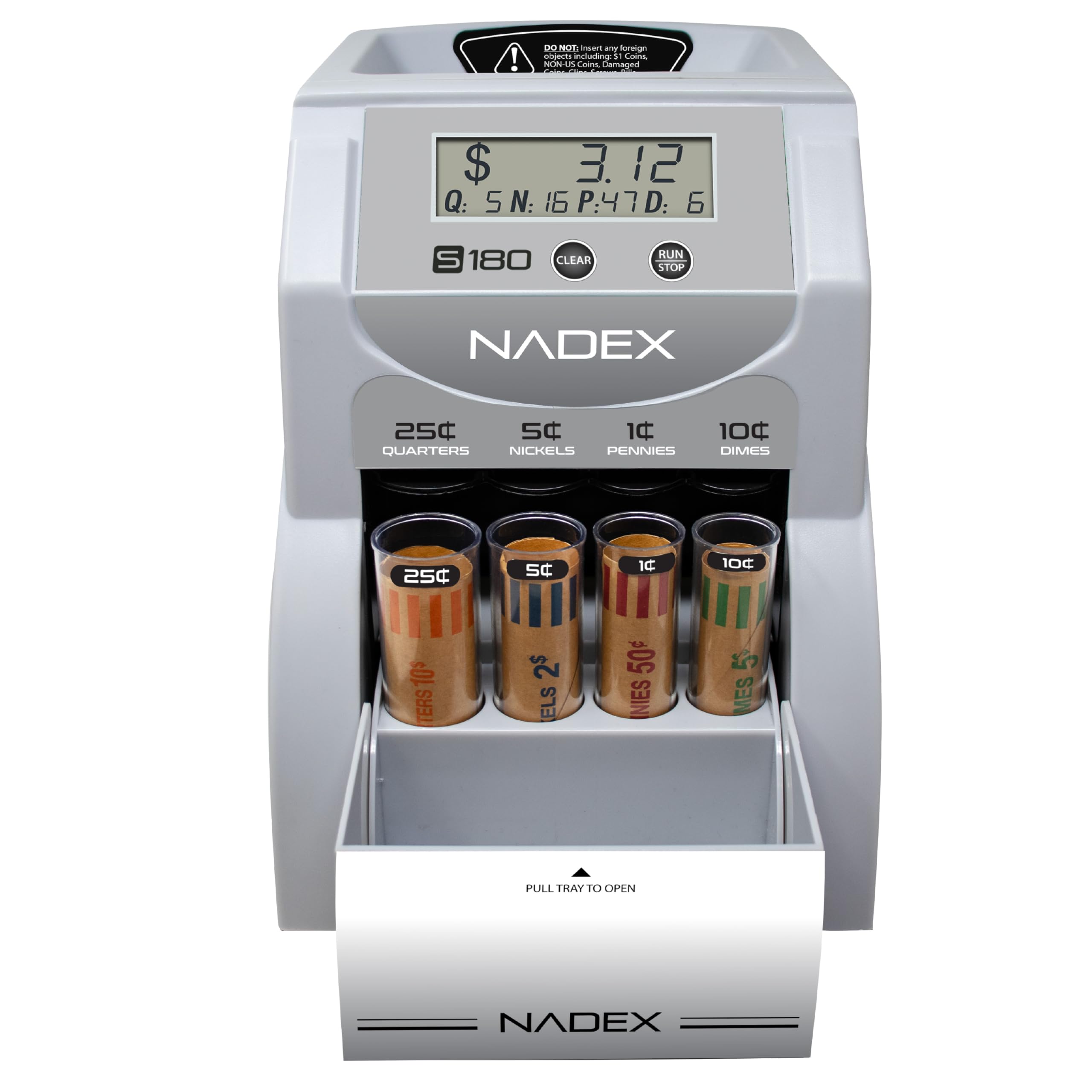 Nadex Clasificador y contador digital de monedas S180 - Muestra valores totales y denominación, color plateado