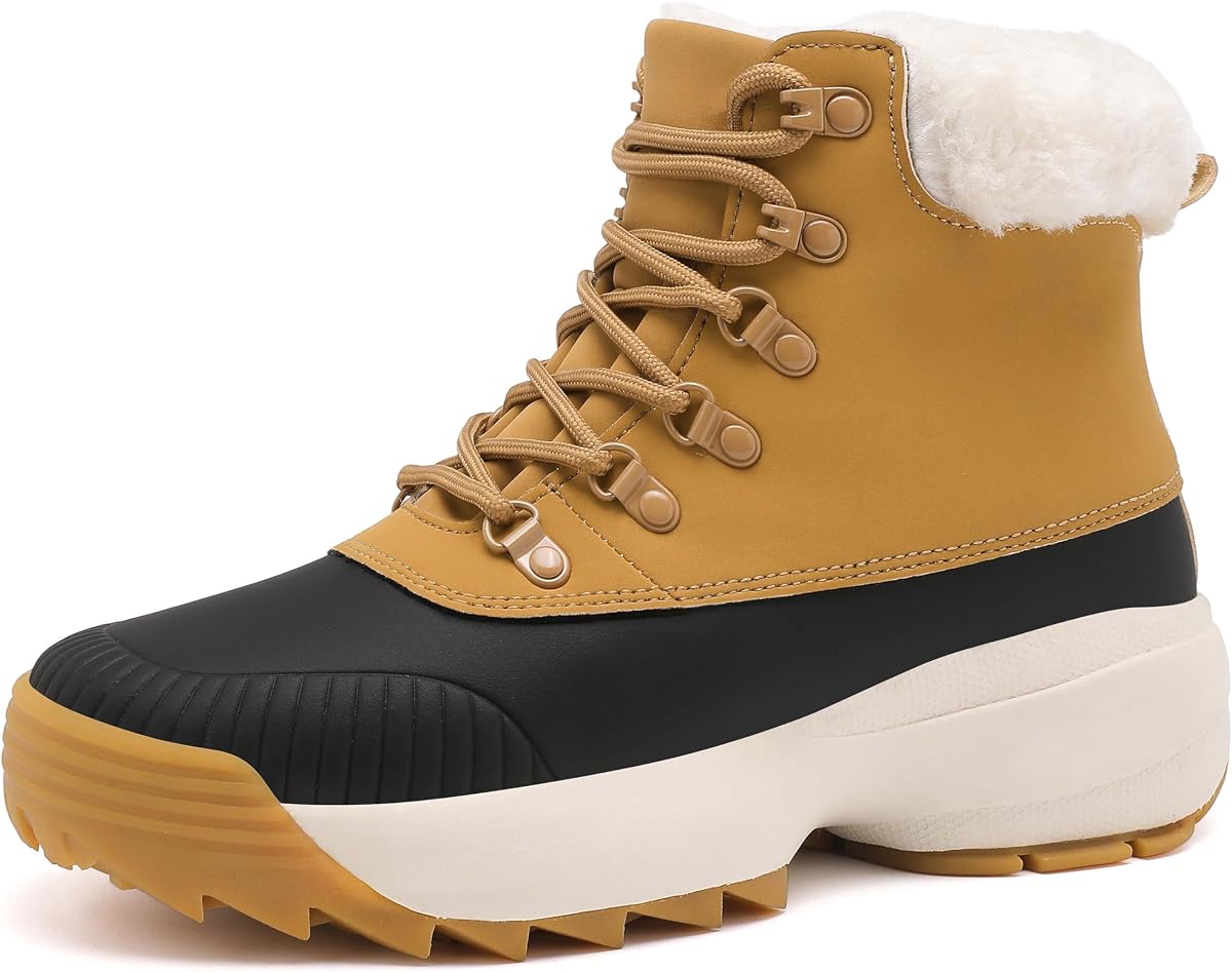 Botas de nieve de invierno impermeables para mujer, botines con forro de piel cálido y aislado, botas para caminar al aire libre con cojín antideslizante, botas cortas de cuero de gamuza informales, livianas y cómodas