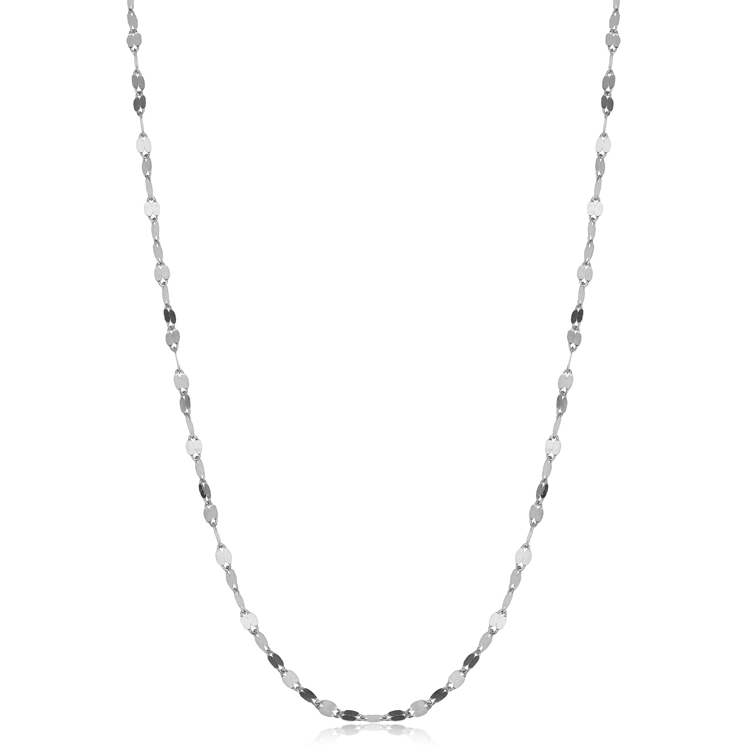Kooljewelry 10k White Gold 1.9 mm Flat Mirror Link Necklace