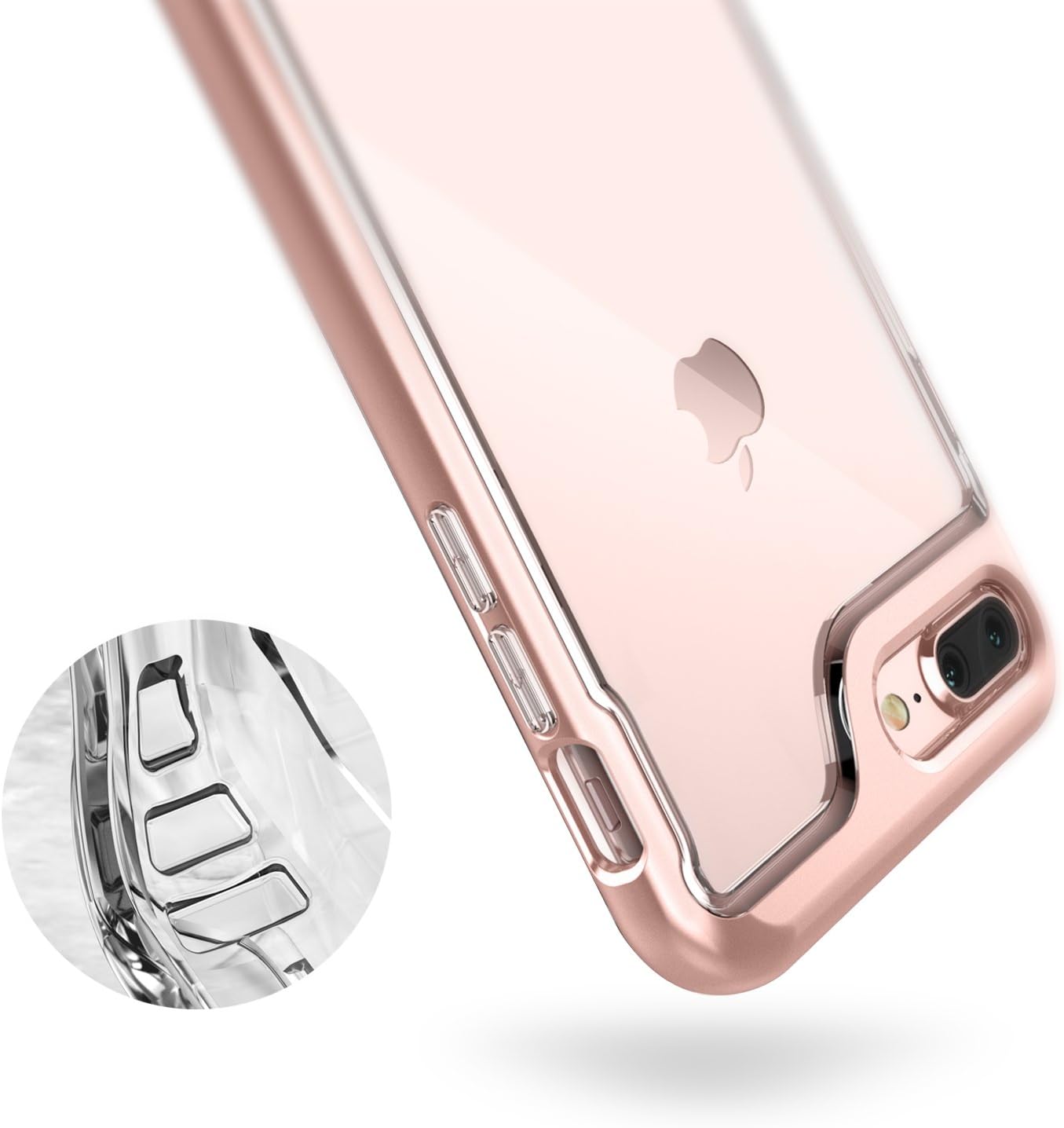 Caseology Skyfall for Apple iPhone 8 Plus Case (2017) / for iPhone 7 Plus Case (2016) - Clear Back & Slim Fit - Rose Gold