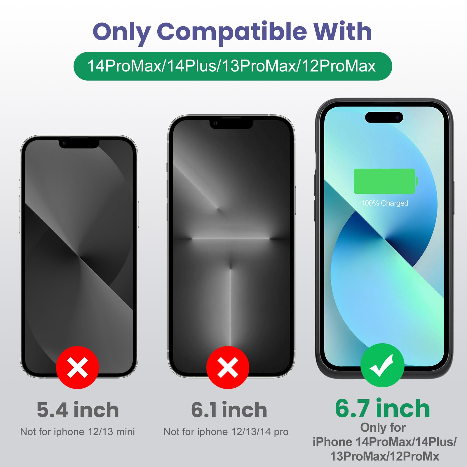 Akku Hülle für iPhone 12 Pro Max/13 Pro Max/14 Pro Max/14 Plus, [8600 mAh] Wiederaufladbar Batterie Ladehülle Akku, Tragbares Batterieladegerät Hülle Leistungsstarke Power Bank für iPhone-Schwarz