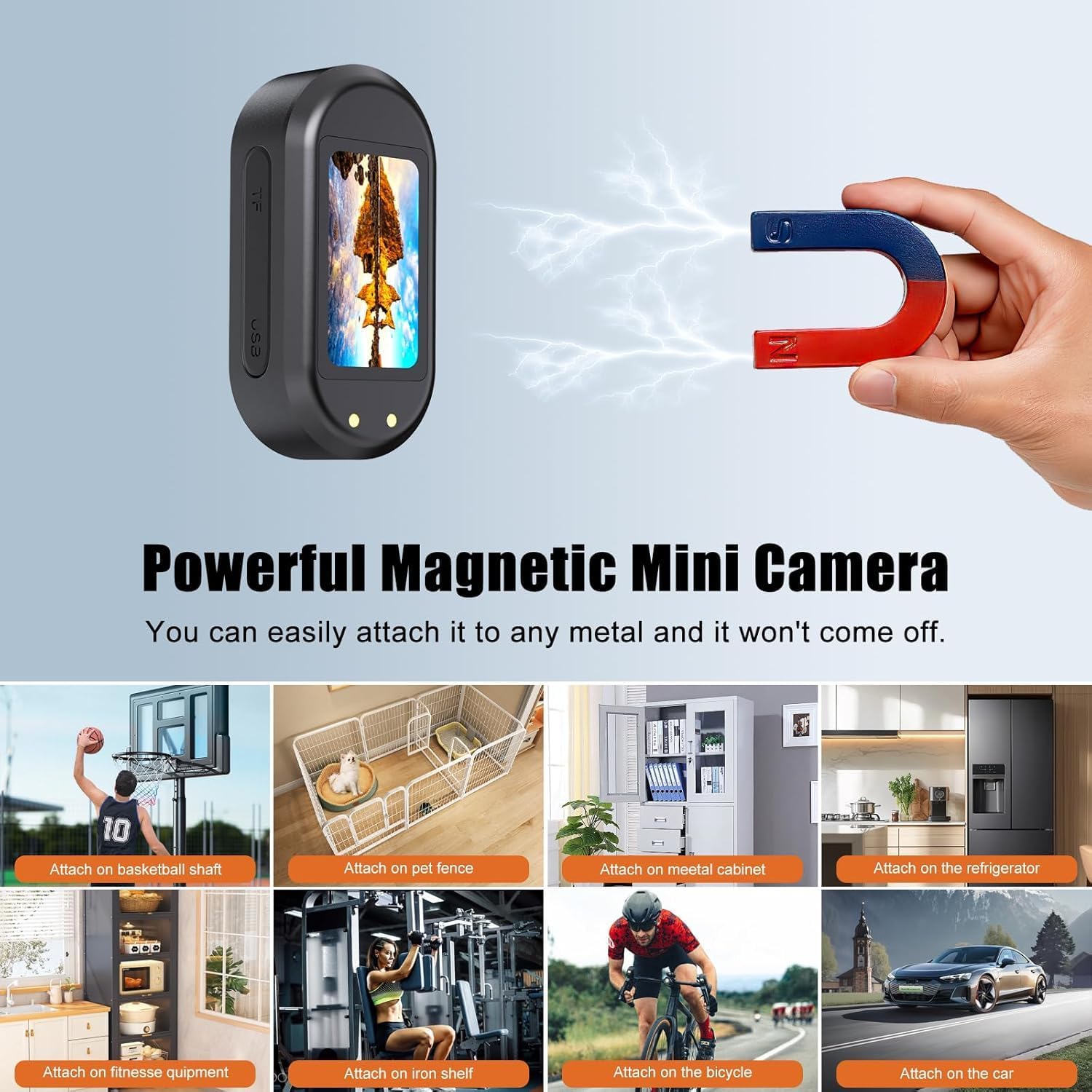 Mini Body Camera 1080P, 64GB Wearable Action Camera, Magnetic Camera for Shirt, Thumb Size Hands Free Recording Necklace Body Cam for Pets, Travel, Work, Water Sports, Outdoor Adventures(Black)