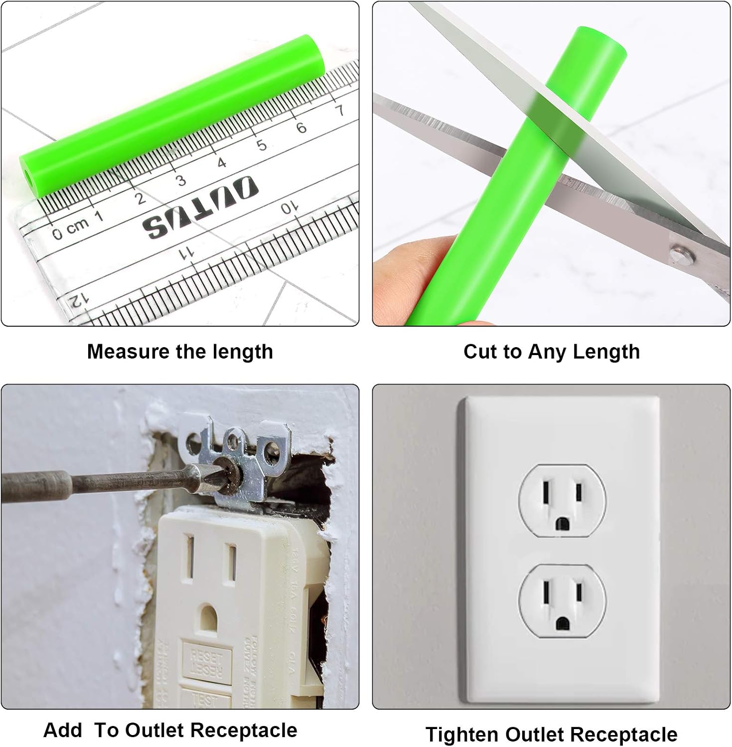 48 Pieces Electrical Outlet Extender Kit Includes 24 Pieces 3 Inch Switch and 24 Pieces 1-1/2 Inch 6-32 Thread Flat Head Device Mounting Extra Long Electrical Outlet Screws (Fluorescent Green) - Image 5