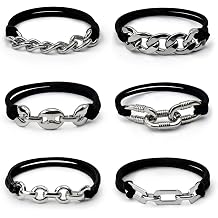 6PCS Hair Tie Bracelets for Women,Metal Chain Stretchy Elastic Hair Ties,Soft Braided Nylon Hair Bands Elastic No Damage Ponytail Holders,Cute Hair Accessories for Thick Thin Curly Hair
