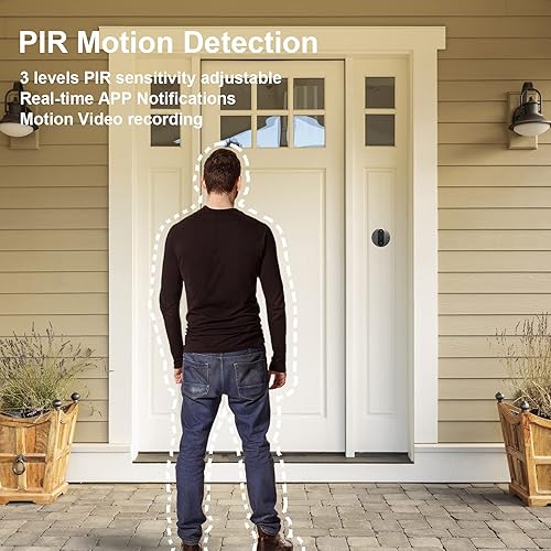 Miniatura 5 de Cámara de mirilla, cámara de timbre de video WiFi 960P con timbre, detección de movimiento, visión nocturna, audio de 2 vías, almacenamiento en la