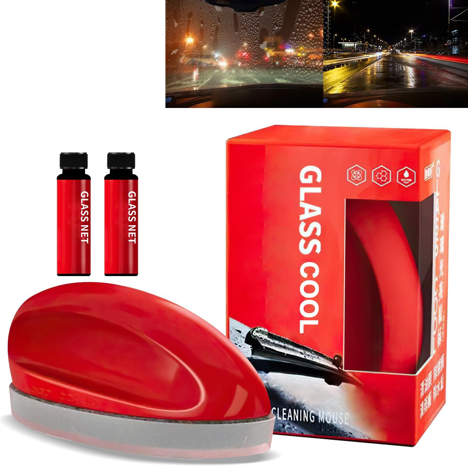 TERRIFI Powerful Windshield Cleaner & Oil Film Remover, Glass Cleaning Mouse Tool, Streak-Free Formula for Fast-Acting, Easy Use on All Glass Surfaces, Ideal for Windshields and Windows