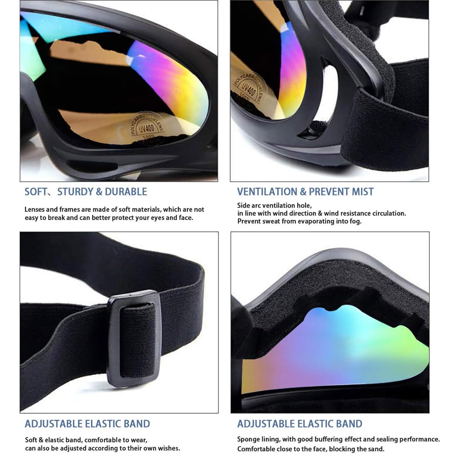 lunettes de ski snowboard anti-UV pour motocross compatibles avec casque anti-buée Lunettes de ski pour ski moto vélo patinage Unisexe