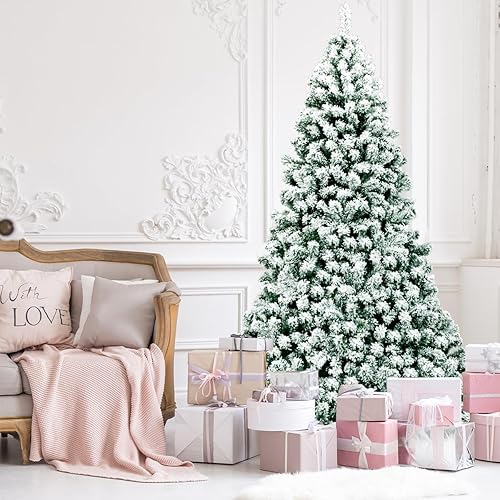 Miniatura 5 de COSTWAY Árbol de Navidad artificial con bisagras de alta calidad preiluminado de 7.5 pies con 550 luces