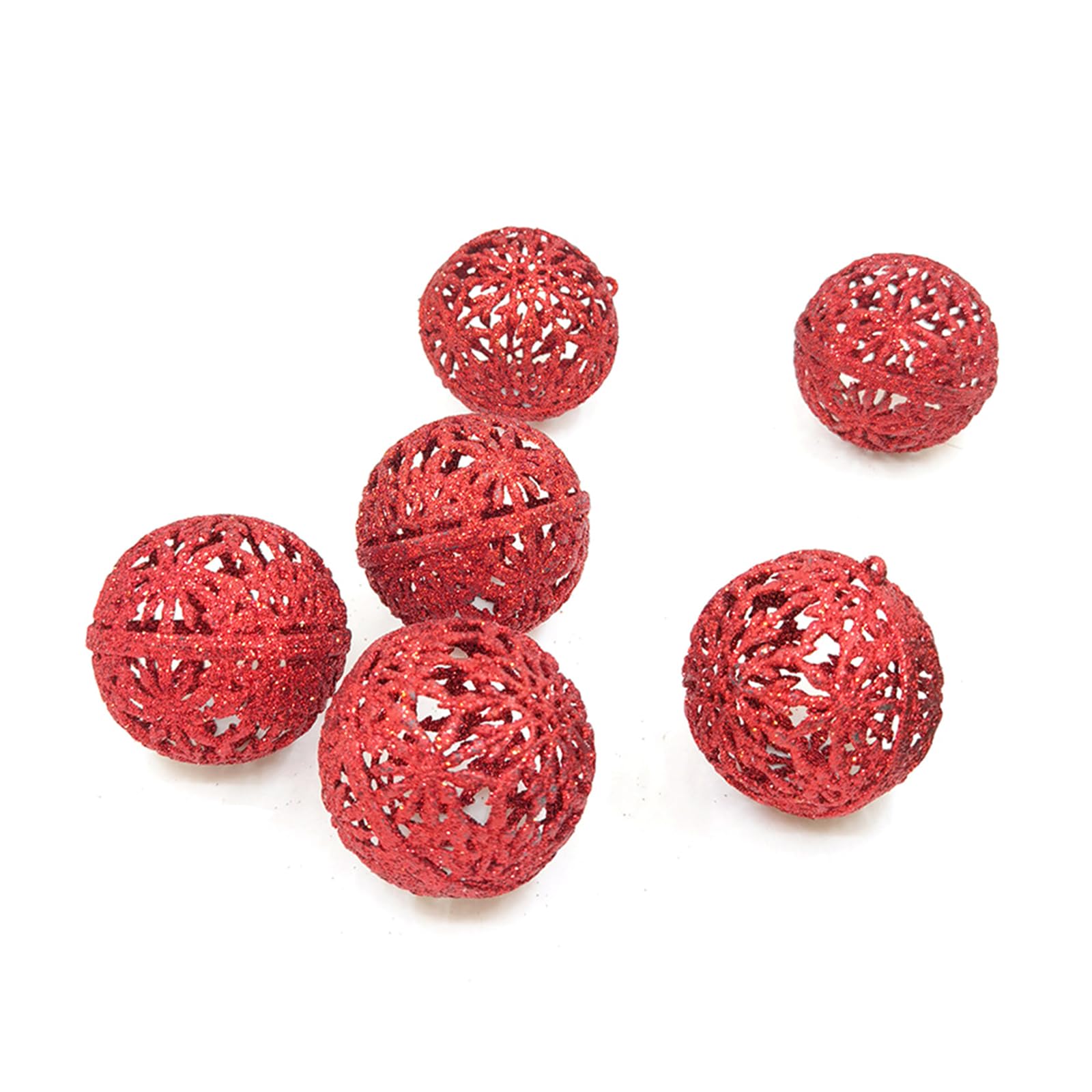 Xjdzineq 6Pcs Glittering Christmas Ball Baubles Ornament 55mm Shatterproof Tree Hanging Ball Decorations for Wreath PVC Tree Decorations