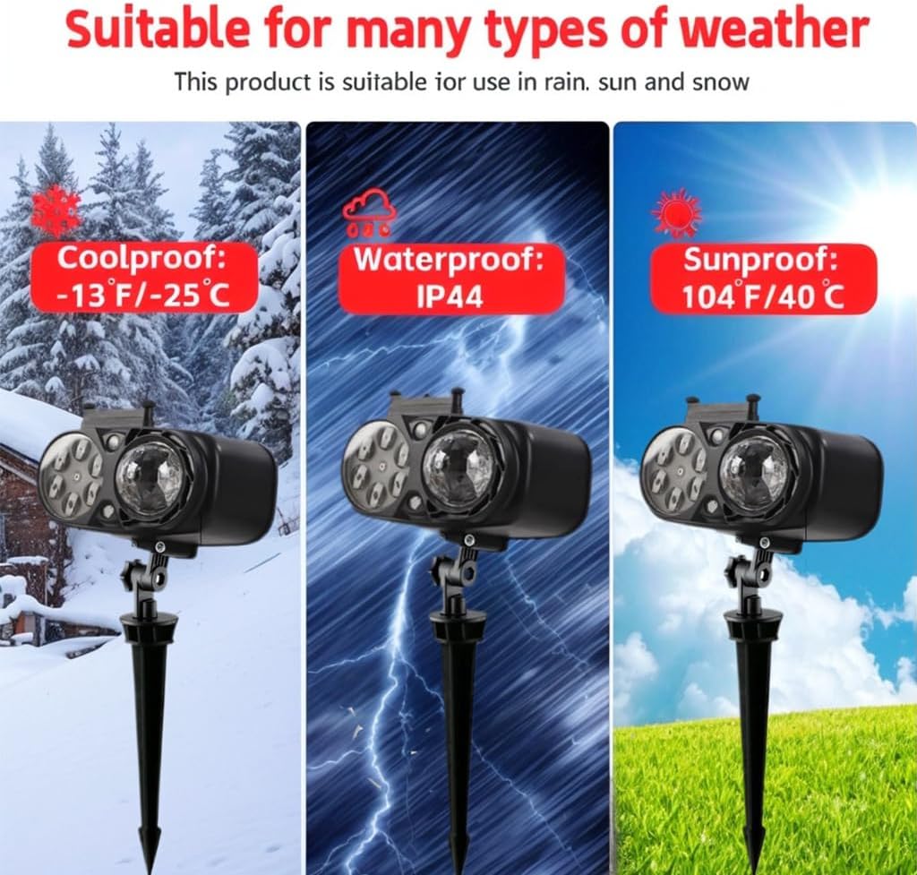 2026 Upgrade Brighter Halloween Projector Lights Outdoor with Remote Control Timers 2-in-1 Moving Patterns Landscape Lights,3D Ocean Wave Projection Light for Xmas Halloween Party Decorations