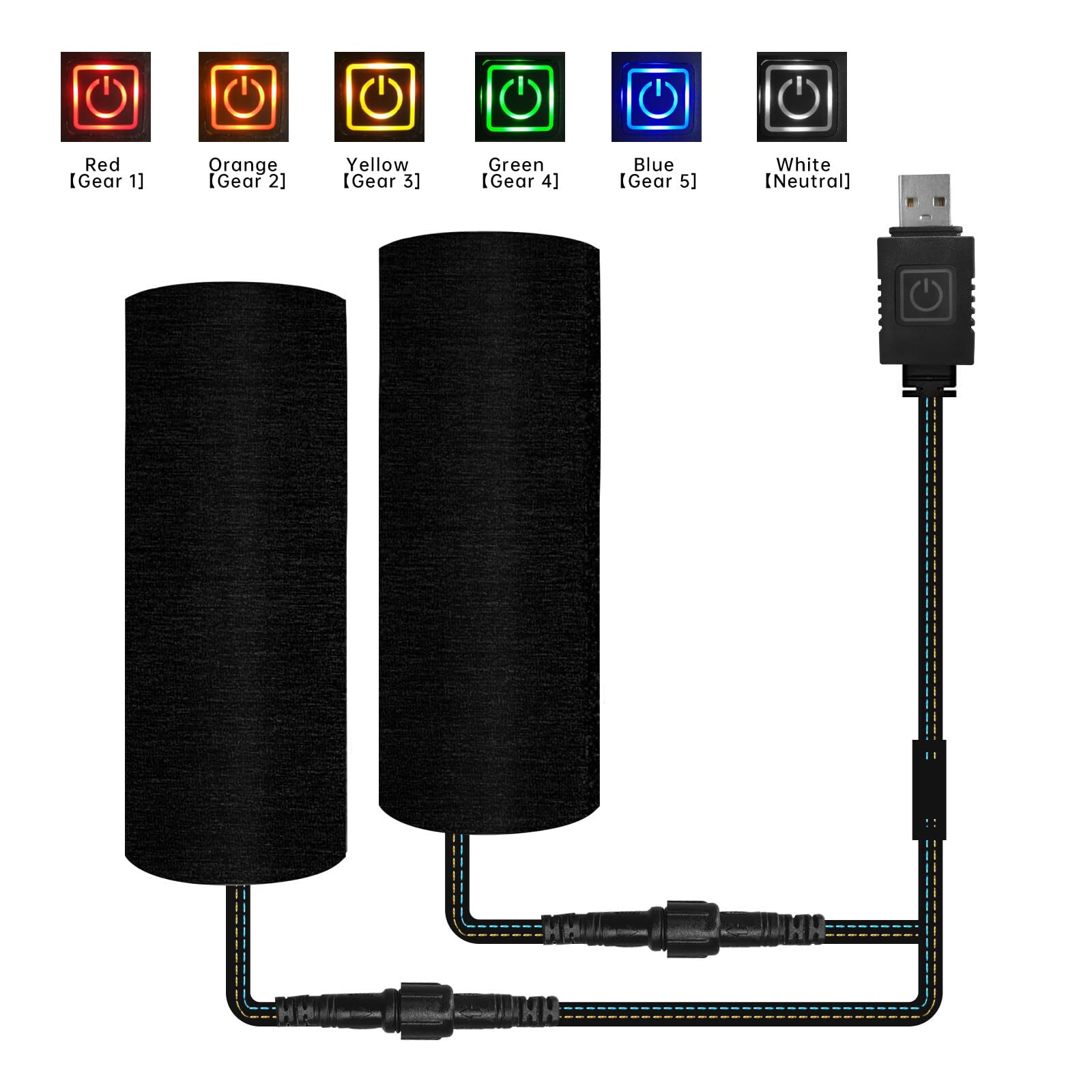 Heating Grips Motorcycle Bicycle Handle Heating Overgrips Smart 6 Modes Temperature Control USB Heated Grip Covers 5V Motorcycle Heated Hand Bar Handlebar Warmer with Tie Bands