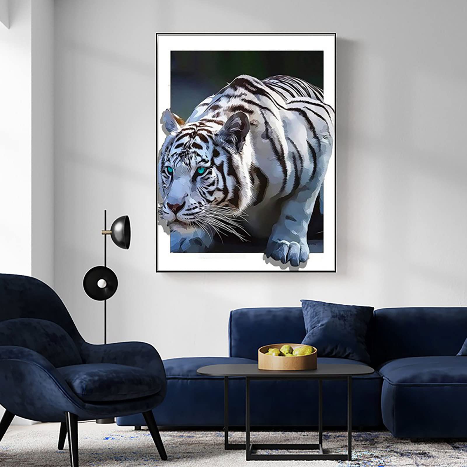 Instarry 5D Diamond Painting Complet Tigre Blanc Decoration Murale Salon et Chambre 90x60 cm