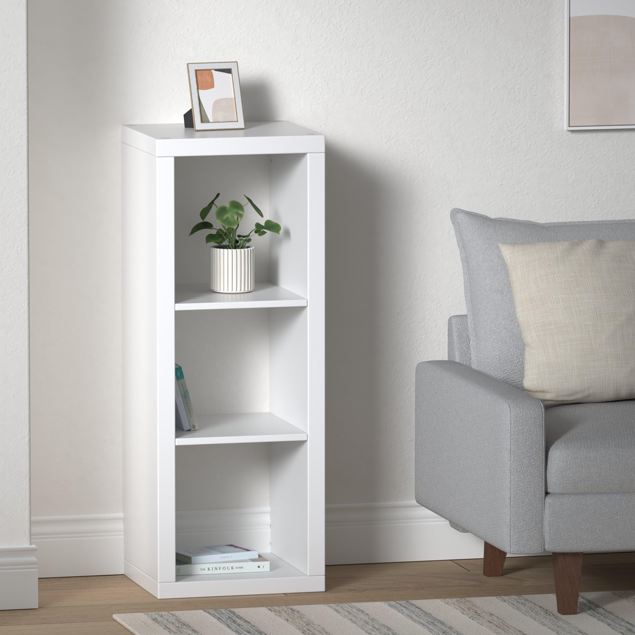 Regal, Bücherregal, Wandregal, Raumteiler in weiß (42 x 112 cm)