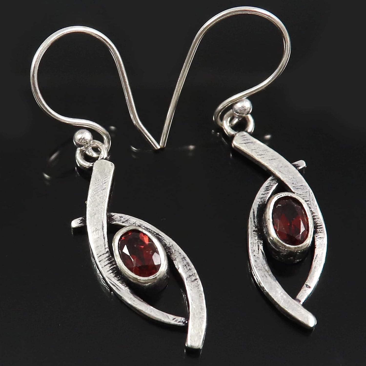 Goyal Exports 925 Sterling Amethyst Faceted Garnet Faceted Blue Topaz Faceted Gemstone Silver Drop Dangle Earring Jewelry SEG149