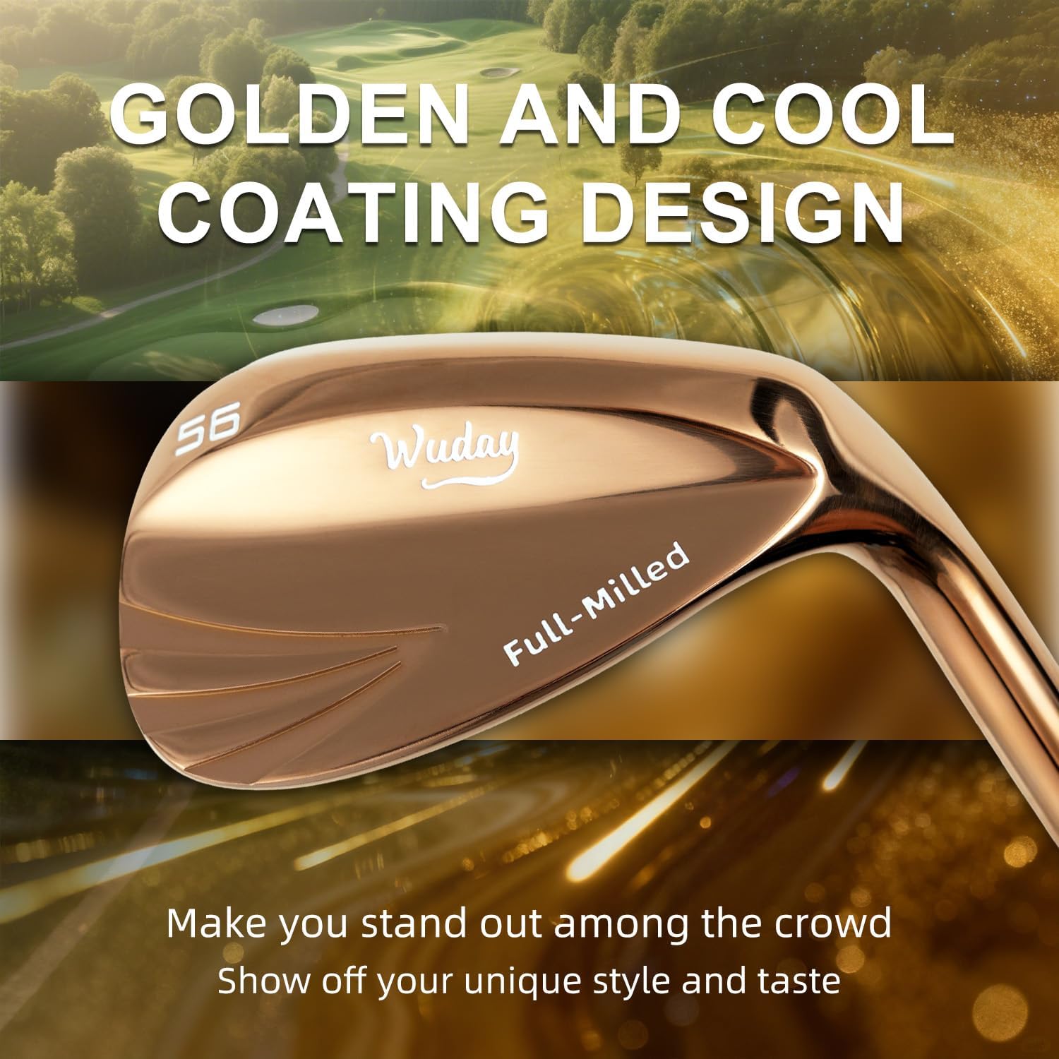 Golf Wedges for Men Right Hand 52/56/60 Degree, Full Face CNC Milled Golf Wedge Set with Gold & Color Coating, Sand Lob Gap Wedge with Enhanced Spin & Control, Premium Grip Golf Club Gift